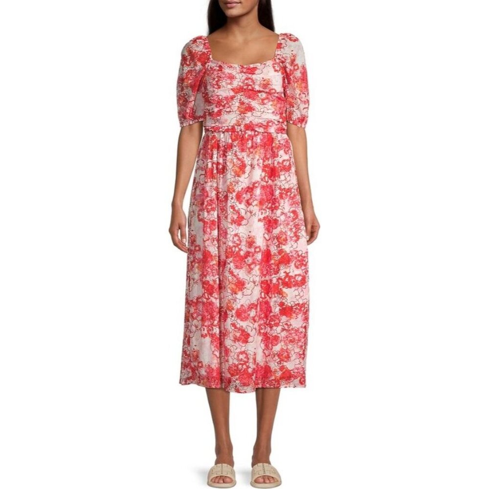 Ro's Garden NWT Harbin Floral Midi Dress in Neutral size Small